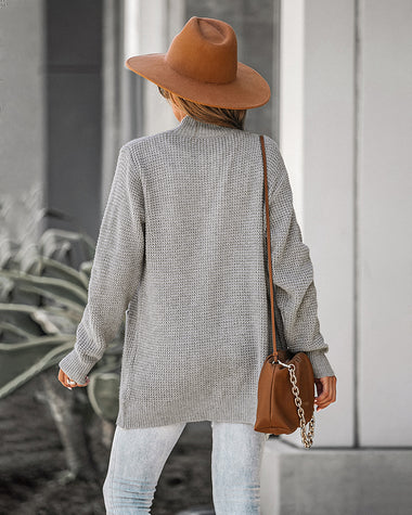 Solid Color Knit Open-Front Cardigan