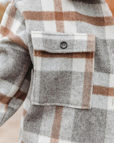 Plaid Button Flannel Wool Shirt Jacket